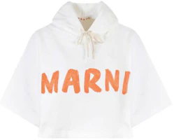 (Women) Marni FW22 Short Sleeve Hoodie White with Logo Print FLJE0177P1-USCU88-LOW03 (Women) Marni FW22 Short Sleeve Hoodie White with Logo Print FLJE0177P1-USCU88-LOW03