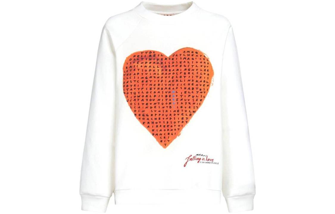 (Women) MARNI FW23  White Heart Print Crewneck Long Sleeve Sweatshirt FLJE0128P8-USCV39-H2W02