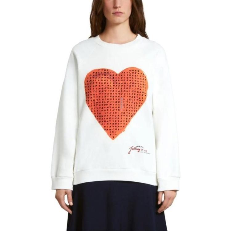 Lookbook (W) Sudadera Blanca MARNI FW23 con Estampado de Corazones y Manga Larga. FLJE0128P8-USCV39-H2W02