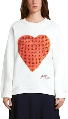 (Women) MARNI FW23 White Heart Print Crewneck Long Sleeve Sweatshirt FLJE0128P8-USCV39-H2W02 Lookbook (Women) MARNI FW23 White Heart Print Crewneck Long Sleeve Sweatshirt FLJE0128P8-USCV39-H2W02