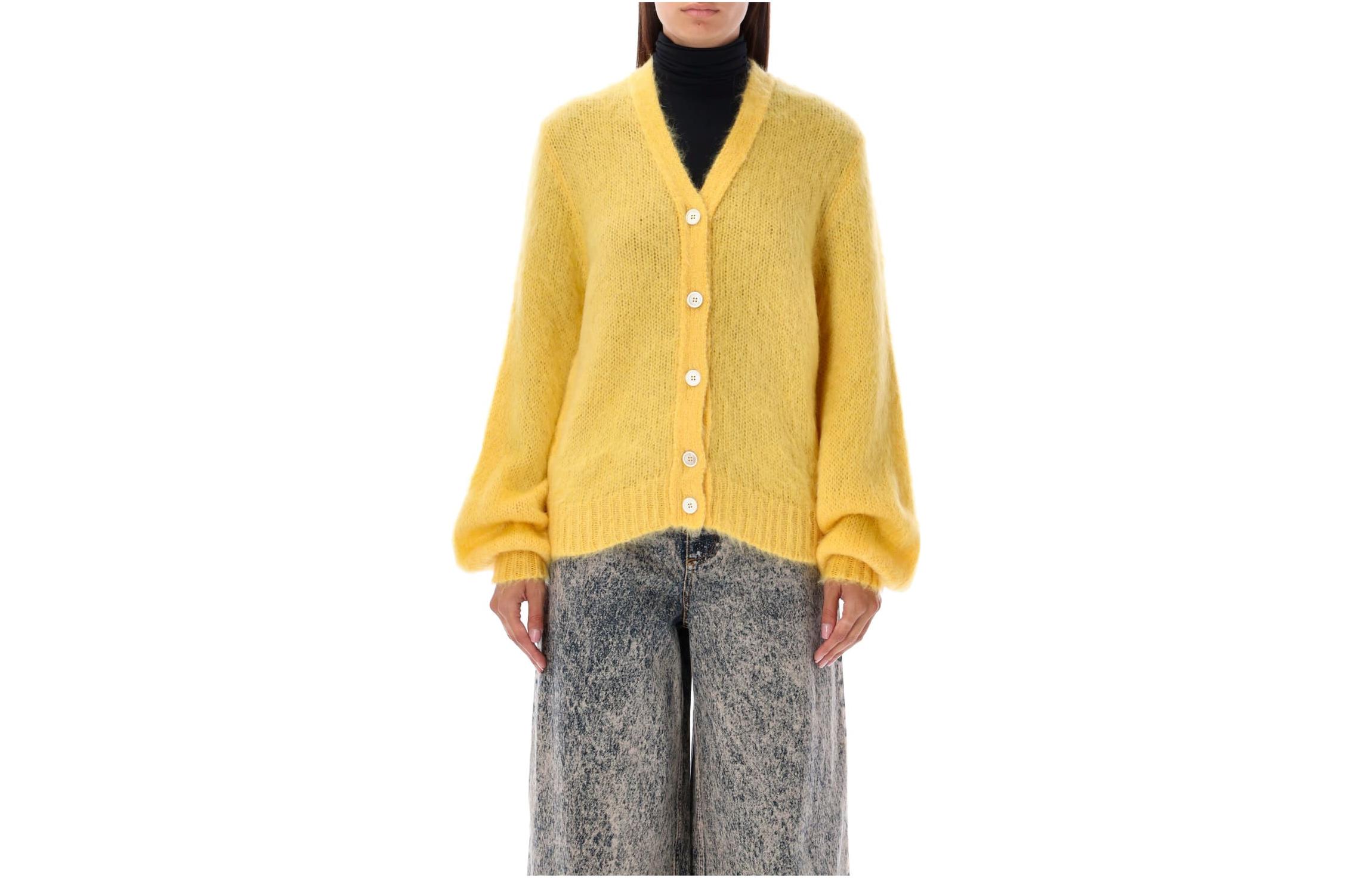 Order (W) MARNI FW23 黃色V領寬鬆長袖毛衣 CDMD0326A0UFU16200Y56