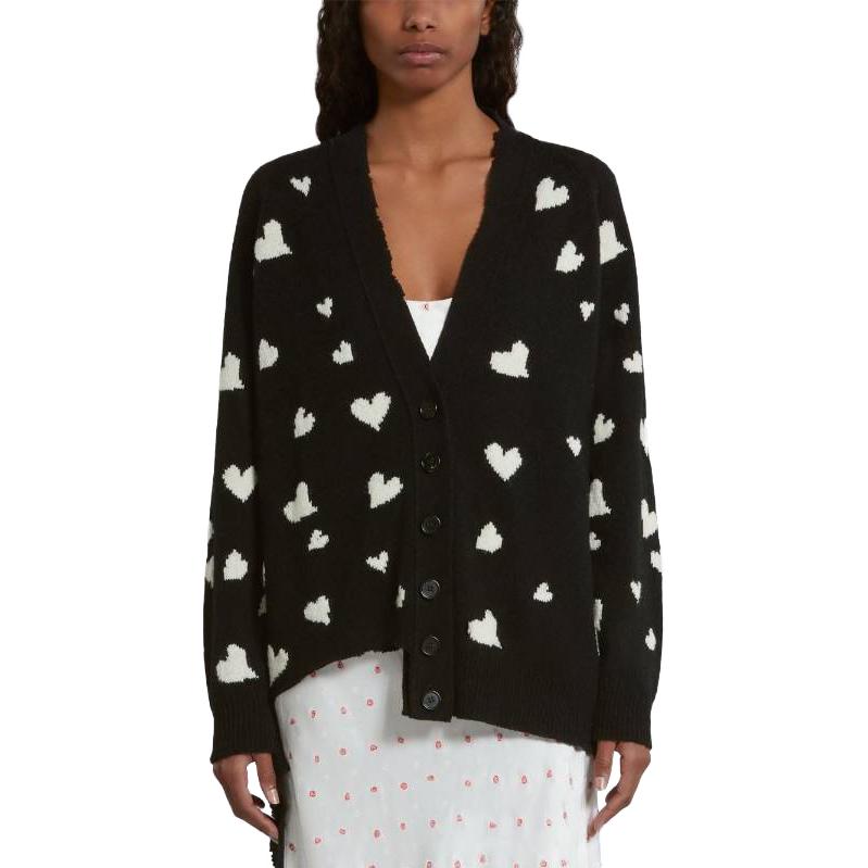 Lookbook (W) MARNI FW23 黑色心形印花單排扣長袖毛衣 女士款 CDMD0321Q0-UFW410-HEN99