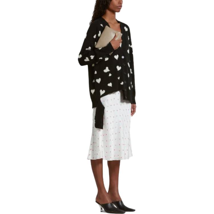Purchase (W) MARNI FW23 黑色心形印花單排扣長袖毛衣 女士款 CDMD0321Q0-UFW410-HEN99
