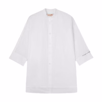 (Women) MARNI FW24 White Short Sleeve Button-Up Casual Shirt. CAMA0598SYUTC22300W01