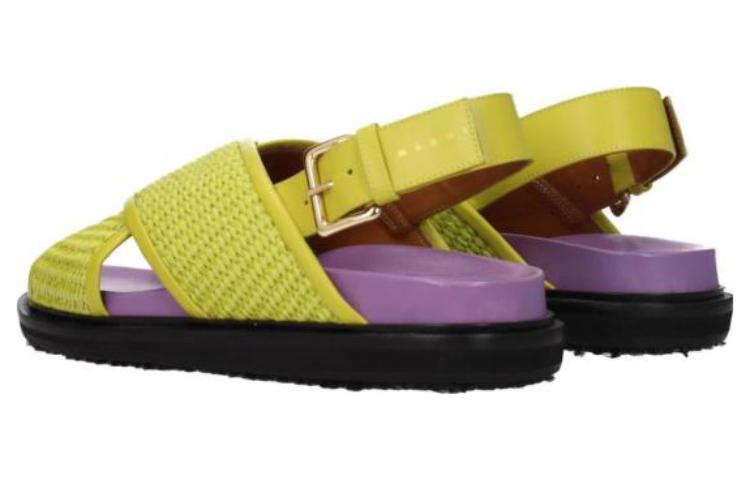 (W) Marni Leather Buckle Flat Sandal 'Green' 圖 4