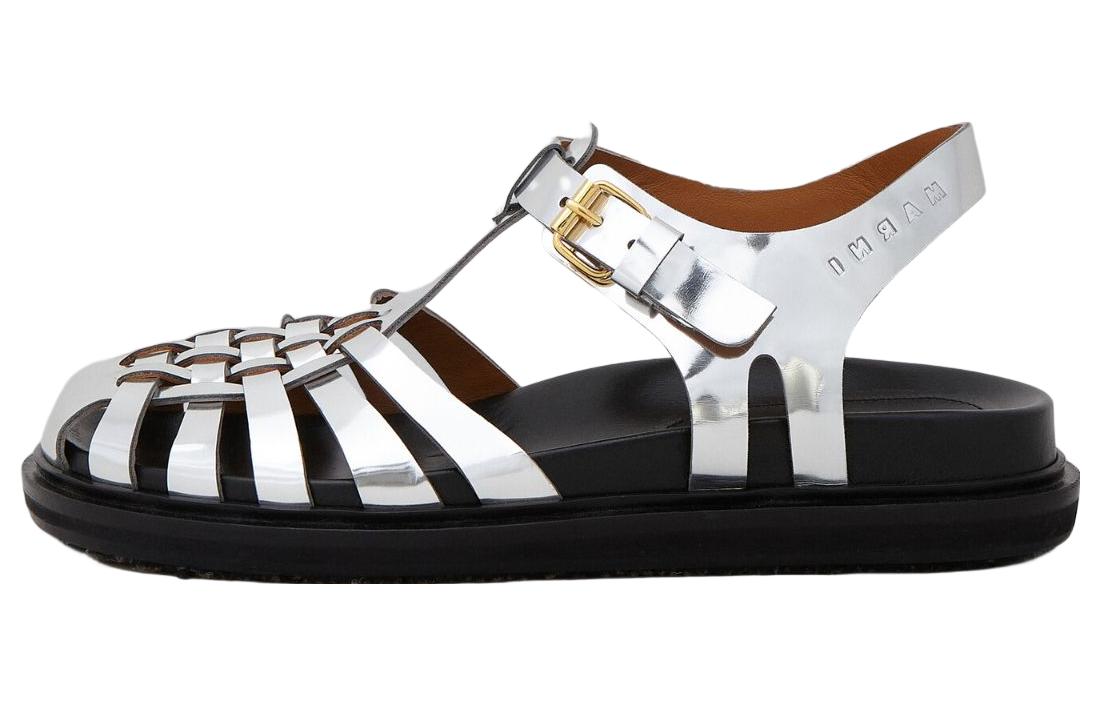 (Women) Marni Leather Buckle Sandal 'Silver' SAMS016901P041000N20