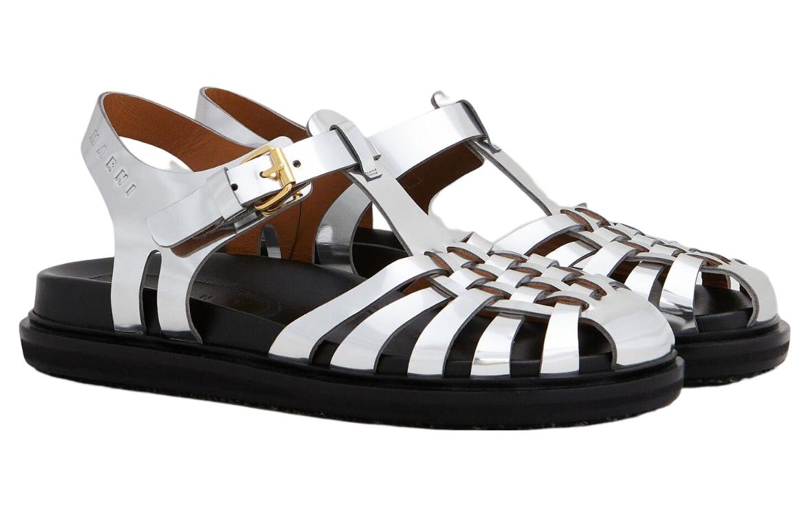 (W) Marni Leather Buckle Sandal 'Silver' 圖 2