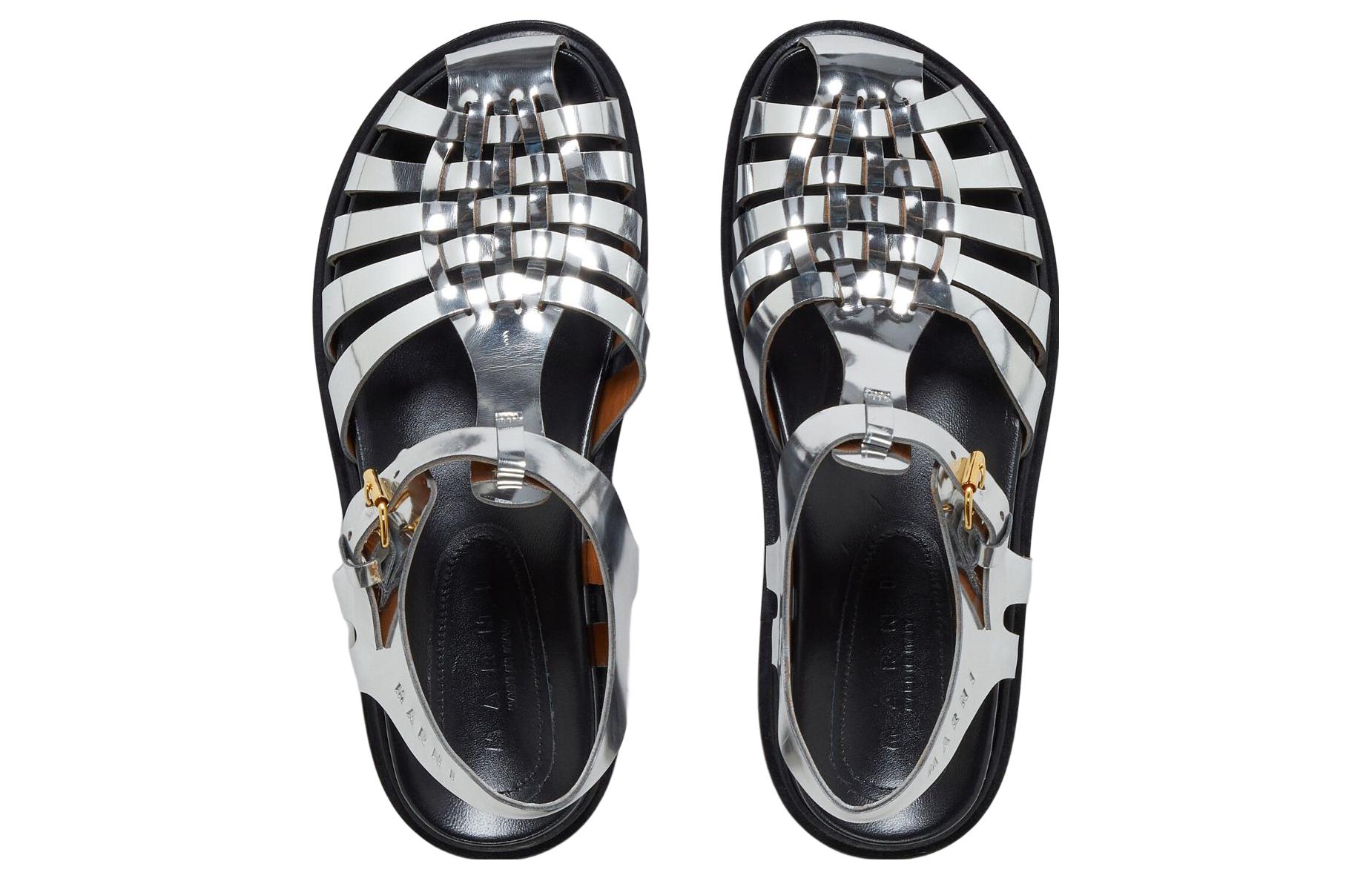 (W) Marni Leather Buckle Sandal 'Silver' 圖 3