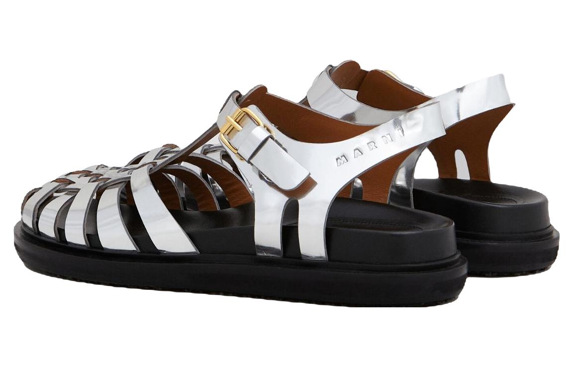 (W) Marni Leather Buckle Sandal 'Silver' 圖 4