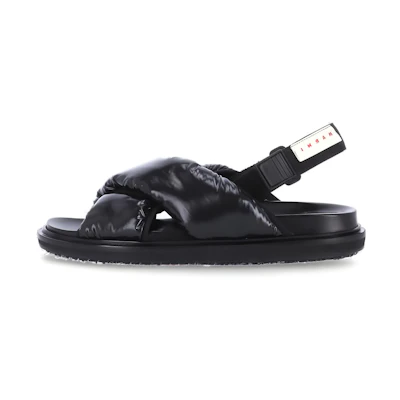 (W) Marni Leather Fabric Sandals 'Black'