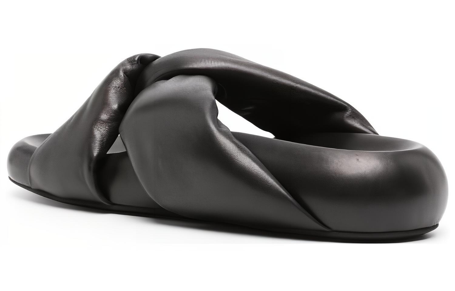 (W) Marni Leather Round-Toe Flat Buckle Slides 'Black CMFT' 圖 4