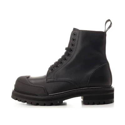 (W) Marni Leather Round-Toe Lace-Up Platform Boots 'Black'