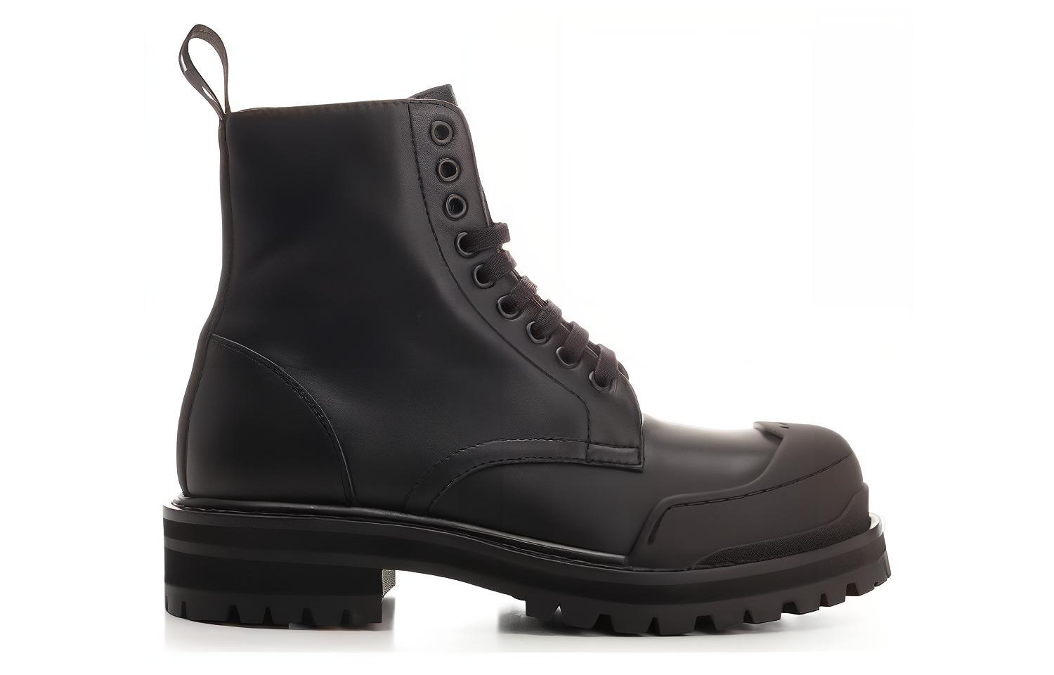 (W) Marni Leather Round-Toe Lace-Up Platform Boots 'Black' 圖 2