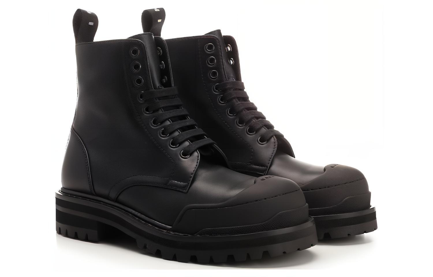 (W) Marni Leather Round-Toe Lace-Up Platform Boots 'Black' 圖 3