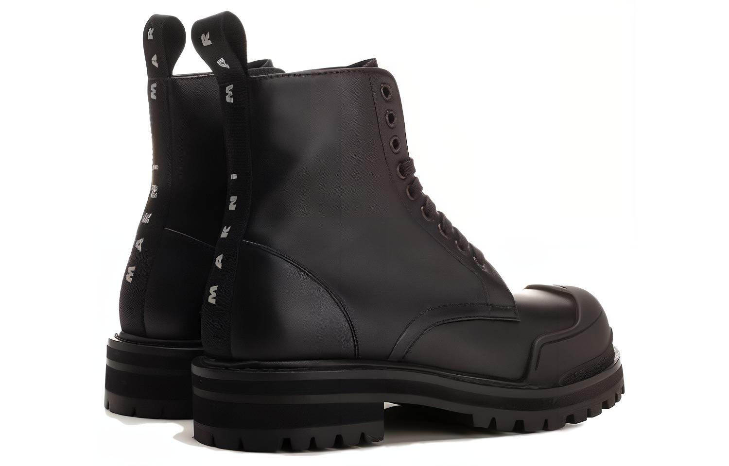(W) Marni Leather Round-Toe Lace-Up Platform Boots 'Black' 圖 4