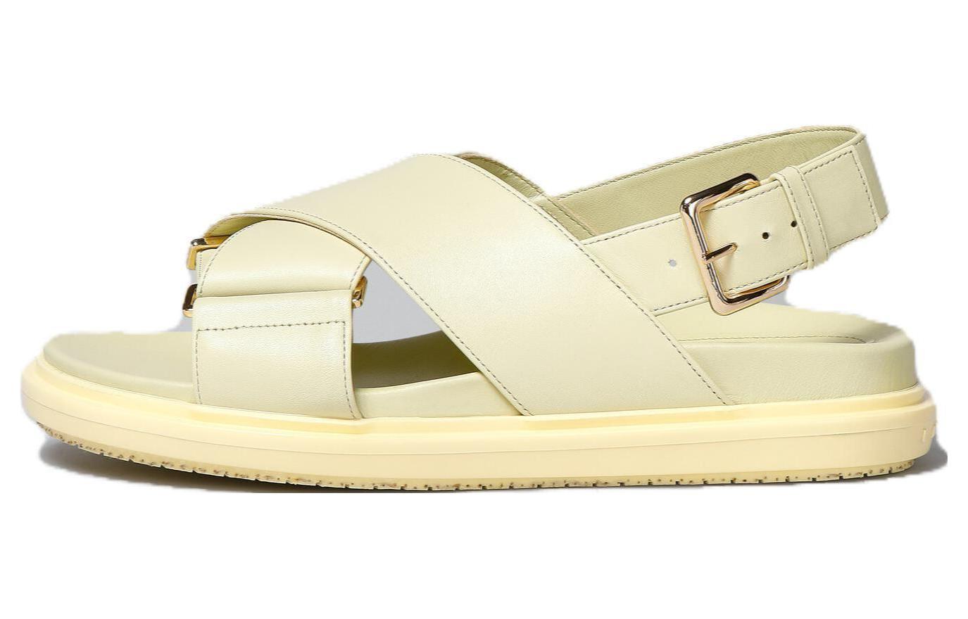 (W) Marni Leather Sandal 'Yellow Buckle'