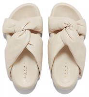 Shop MARNI 羊皮革 休閒舒適 一字拖鞋 女款 白色