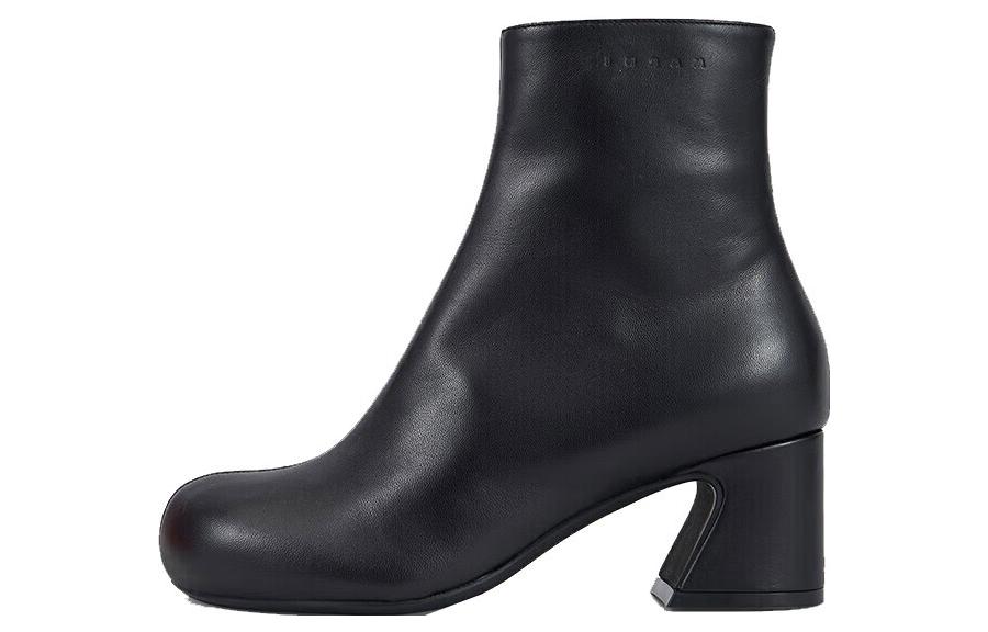 Buy (W) Bota de Punta Redonda con Cremallera de Cuero Marni 'Negra' TCMS008606P454500N99