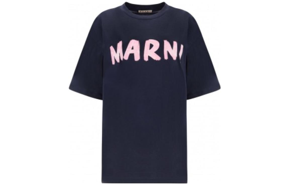 (Women) Marni Letter Logo Print Casual SS23  T-Shirt Black THJET49EPH-USCS11-L1B99