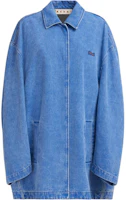 Order (W) Jaket Denim Oversized MARNI Logo Patch dalam Warna Biru Indigo. JKJD0310X0USCW91-BLUE
