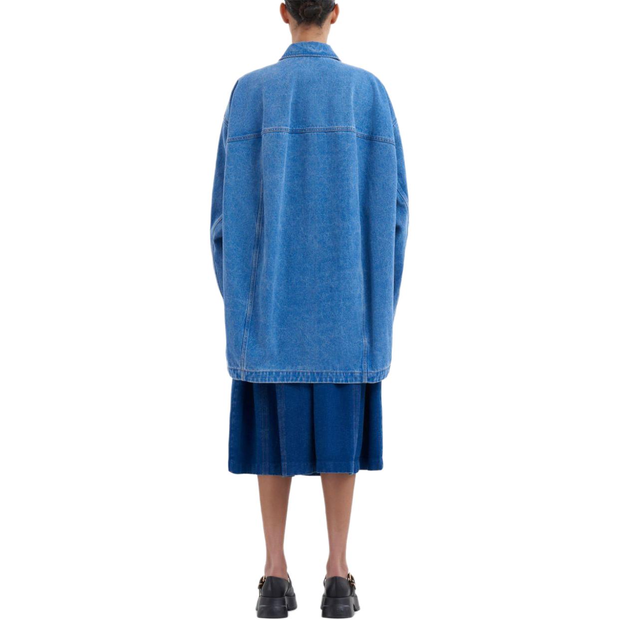 Shop (W) 마르니 로고 패치 데님 재킷 오버사이즈 핏 인디고 블루. JKJD0310X0USCW91-BLUE