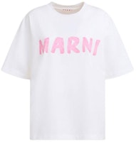 (Women) MARNI Logo Print Crewneck Oversized T-Shirt Women in White Pink Color. THJET49EPH-USCS11-L5W01 (Women) MARNI Logo Print Crewneck Oversized T-Shirt Women in White Pink Color. THJET49EPH-USCS11-L5W01
