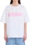 Shop (Women) MARNI Logo Print Crewneck Oversized T-Shirt Women in White Pink Color. THJET49EPH-USCS11-L5W01