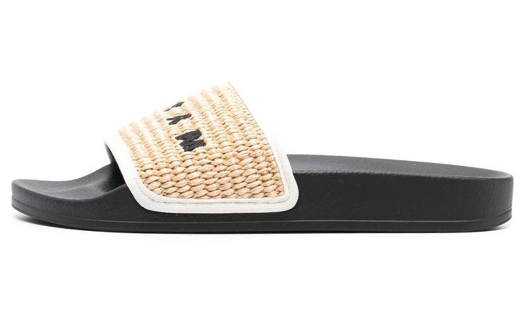 (W) Marni Logo Print Fashion Slides 'Beige Black'