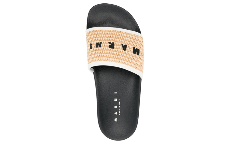 (W) Marni Logo Print Fashion Slides 'Beige Black' 圖 4