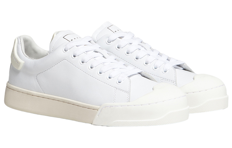 Order MARNI 皮革標誌性低幫鞋帶時尚板鞋 女款 白色