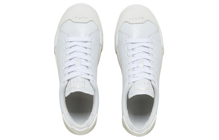 Shop MARNI 皮革標誌性低幫鞋帶時尚板鞋 女款 白色