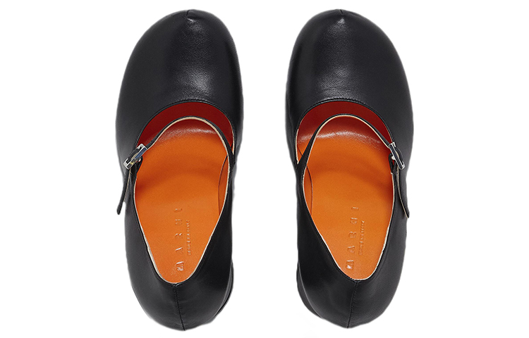 Shop MARNI 玛尼 皮革瑪麗珍高跟鞋 女款 黑色