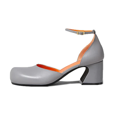 (W) Marni Mary Jane High Heels 'Grey Metallic Buckle'