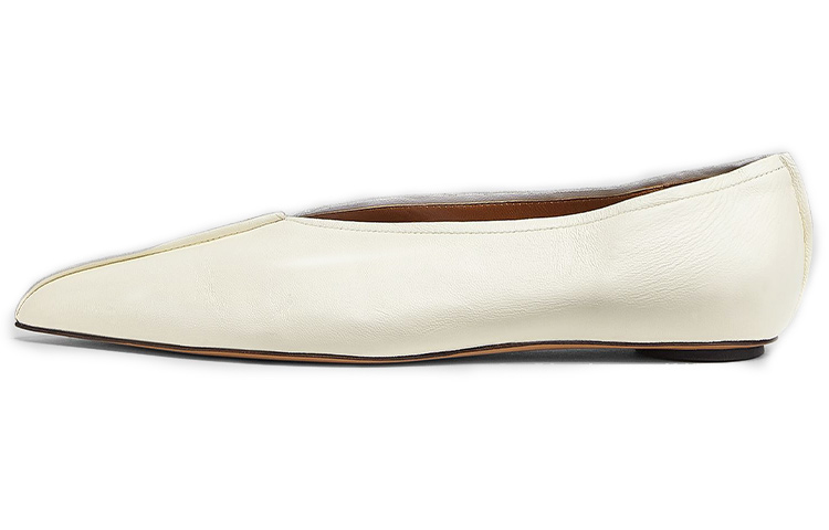 (W) Marni Nappa Leather Pointed Toe Ballet Flat 'White'