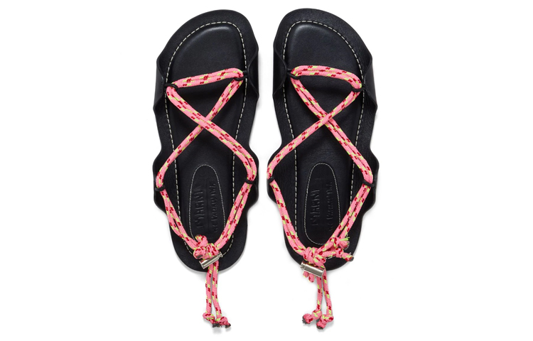 Shop (W) Marni No Vacancy Inn x Sandal Fesyen 'Black Leather Knot Lace' SAMS017900P5870ZO553