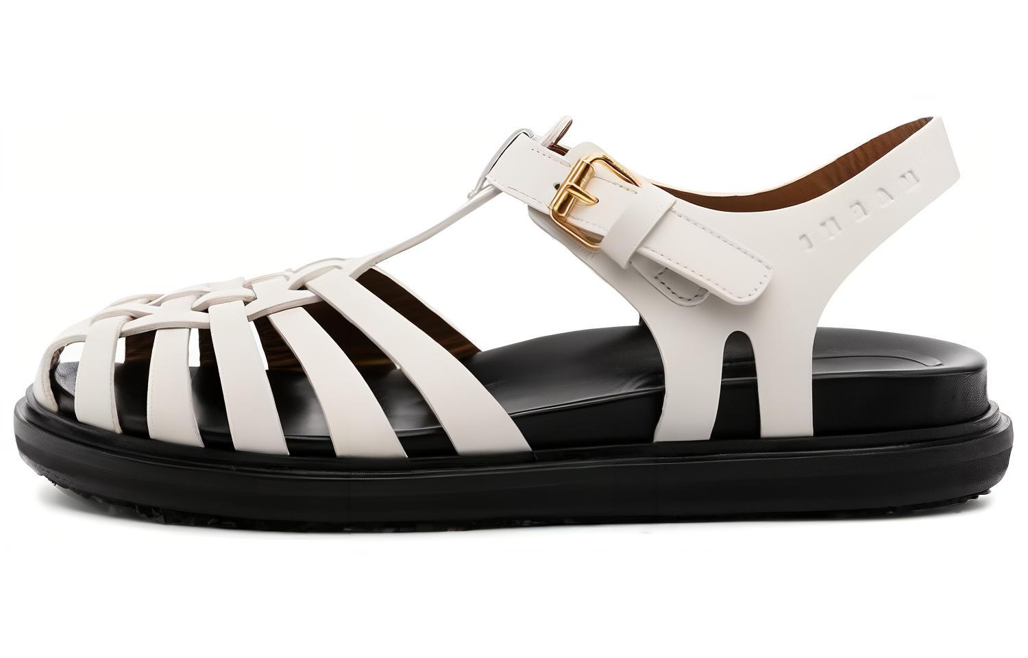 (Women) Marni Open Toe Buckle Flat 'Black Fashion Sandal' P5088SAMS01690100W03