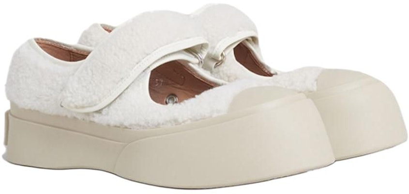 MARNI Pablo 新年限定 羊毛皮 瑪麗珍 時尚板鞋 女款 白色 兔年限定 Lookbook MARNI Pablo 新年限定 羊毛皮 瑪麗珍 時尚板鞋 女款 白色 兔年限定