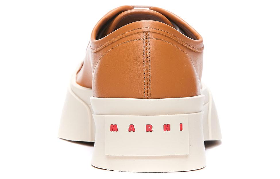 Shop MARNI Pablo 牛皮 低幫繫帶 時尚板鞋 女款 棕色