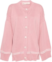 (Women) Marni Pink Striped Lettering Oversized Cardigan Sweater Women. CDMD0309Q0-UFC400-00C13 (Women) Marni Pink Striped Lettering Oversized Cardigan Sweater Women. CDMD0309Q0-UFC400-00C13