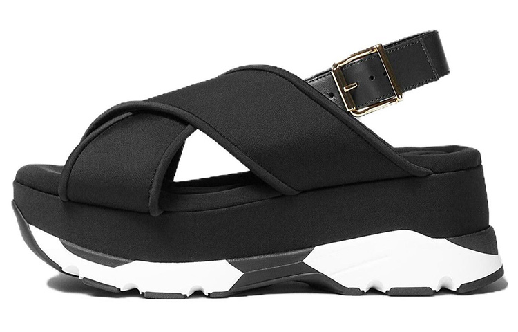 Buy MARNI 金屬搭扣厚底沙灘涼鞋 女款 黑色