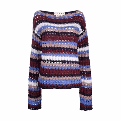 (Women) MARNI Purple Off-Shoulder Wool Knit Sweater - Oversized Style. GCMD0297Q0U-FW021-RGC83