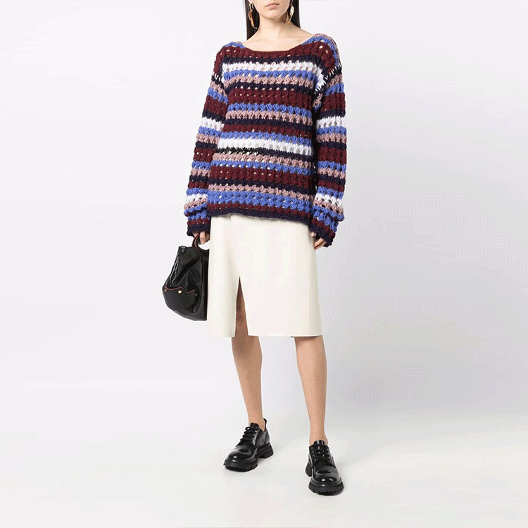 Lookbook (W) MARNI 紫色露肩羊毛針織毛衣 - 寬鬆設計款式 GCMD0297Q0U-FW021-RGC83