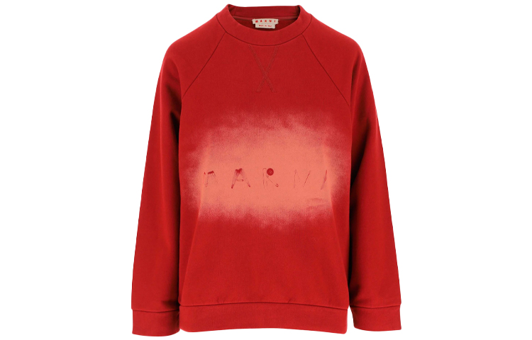 (Women) Marni Red Logo Print Crewneck Pullover Sweatshirt FLJE0128P2USCS16-LOR84
