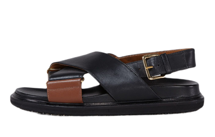 (W) Marni Smooth Calfskin Sandal 'Black'