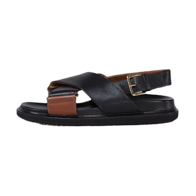 (W) Marni Smooth Calfskin Sandal 'Black'