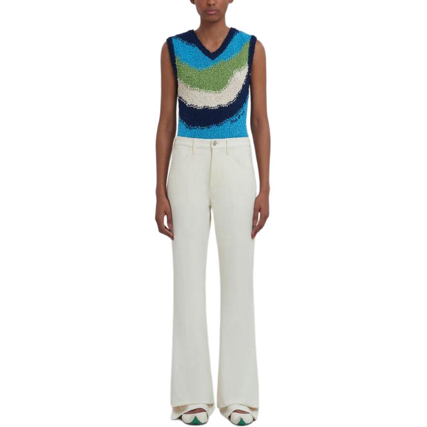 Lookbook (W) マルニ レディース スリムストレートパンツ ミッドライズ オフホワイト 無地 PAMA0415A0-UTV951-00W10