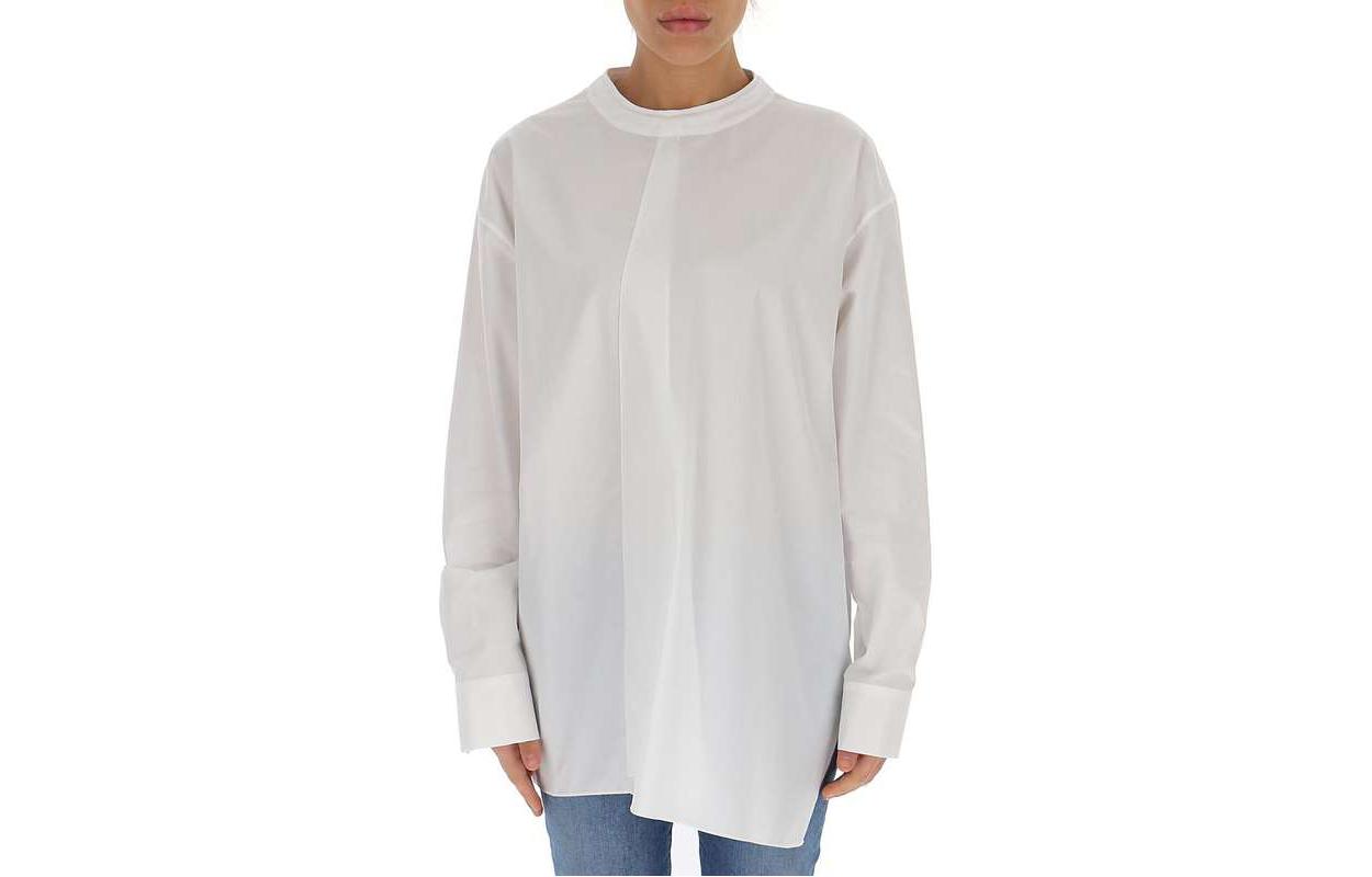 (Women) MARNI Solid Color Oversized Long Sleeve Pullover Shirt Women White. CAMAU48A00TCY6700W01