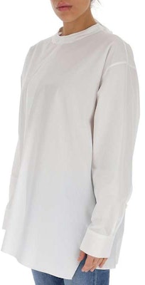 (W) 마르니 여성용 화이트 솔리드 오버사이즈 긴팔 풀오버 셔츠. CAMAU48A00TCY6700W01 Lookbook (W) 마르니 여성용 화이트 솔리드 오버사이즈 긴팔 풀오버 셔츠. CAMAU48A00TCY6700W01