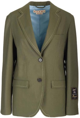 (Women) MARNI Solid Single-Breasted Long Sleeve Green Jacket GIMA0228U-0TW839-00V55 Order (Women) MARNI Solid Single-Breasted Long Sleeve Green Jacket GIMA0228U-0TW839-00V55