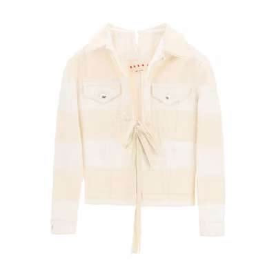 (Women) MARNI SS21 Color Block Lace-Up Collar Jacket White GIJD0157U7-USCR41-PTW08